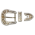 BUCKLE BELT SET 1 1/2 38mm WHITE/GOLD