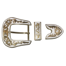 BUCKLE BELT SET 1 1/2 38mm WHITE/GOLD