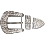 BUCKLE BELT SET 1 1/2 38mm NICKEL RHINESTONE