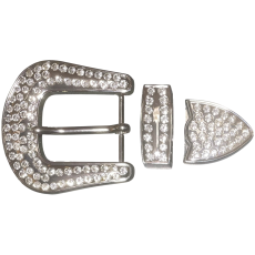 BUCKLE BELT SET 1 1/2 38mm NICKEL RHINESTONE