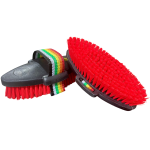 PLASTIC BACKED BODY BRUSH RED w/ COLOURFUL HANDLE STRAP