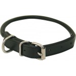 Dog Collar Round Leather Black 1 1/2x32 