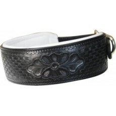 Dog Collar Hand Tooled Black 24 
