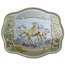 Buckle Horse and Rider 3 3/4 X 4 3/4