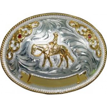 Buckle Horse And Rider 3 1/4x 4ribbon