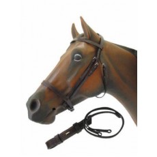 Snaffle Bridle W/reins Brown Pony