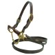 Cattle Halter Brown Brass Two Leads Sm