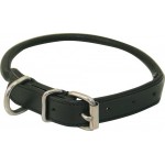 Dog Collar Round Leather Black 7/8x20