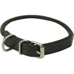 Dog Collar Round Leather Black 1 1/4x26