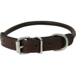 Dog Collar Round Leather Brown 3/8x12