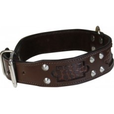 Dog Collar W/inlay Brown 1 1/2 X 18