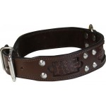 Dog Collar W/inlay Brown 1 1/2 X 22