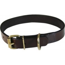 Dog Collar Brown Brass Fitt  3/8 X 12